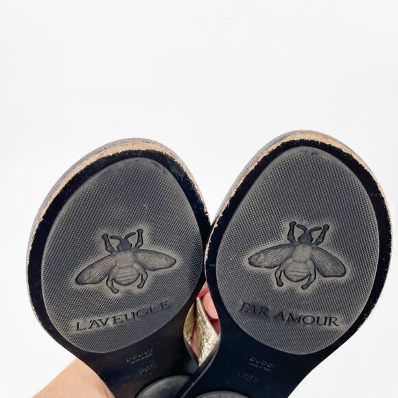 Gucci Gold Metallic Marmont GG Double G Thong Flip Flop Flat Sandal size EU 38.5 - Picture 3 of 9